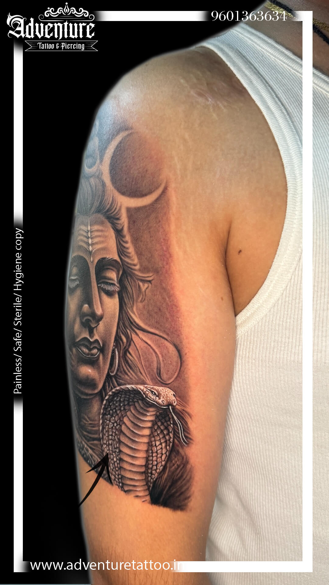 No.1 Shiva Tattoo Ahmedabad — Realistic Mahadev Tattoo at Adventure Tattoo